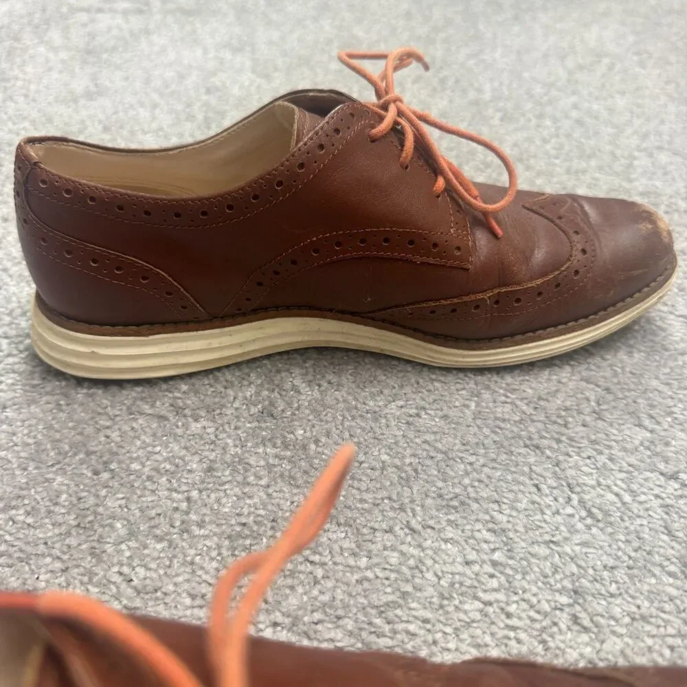 Cole Haan Lunar Grand Wingtip Oxford Leather Comfort Dress Shoes Mens 7 Brown